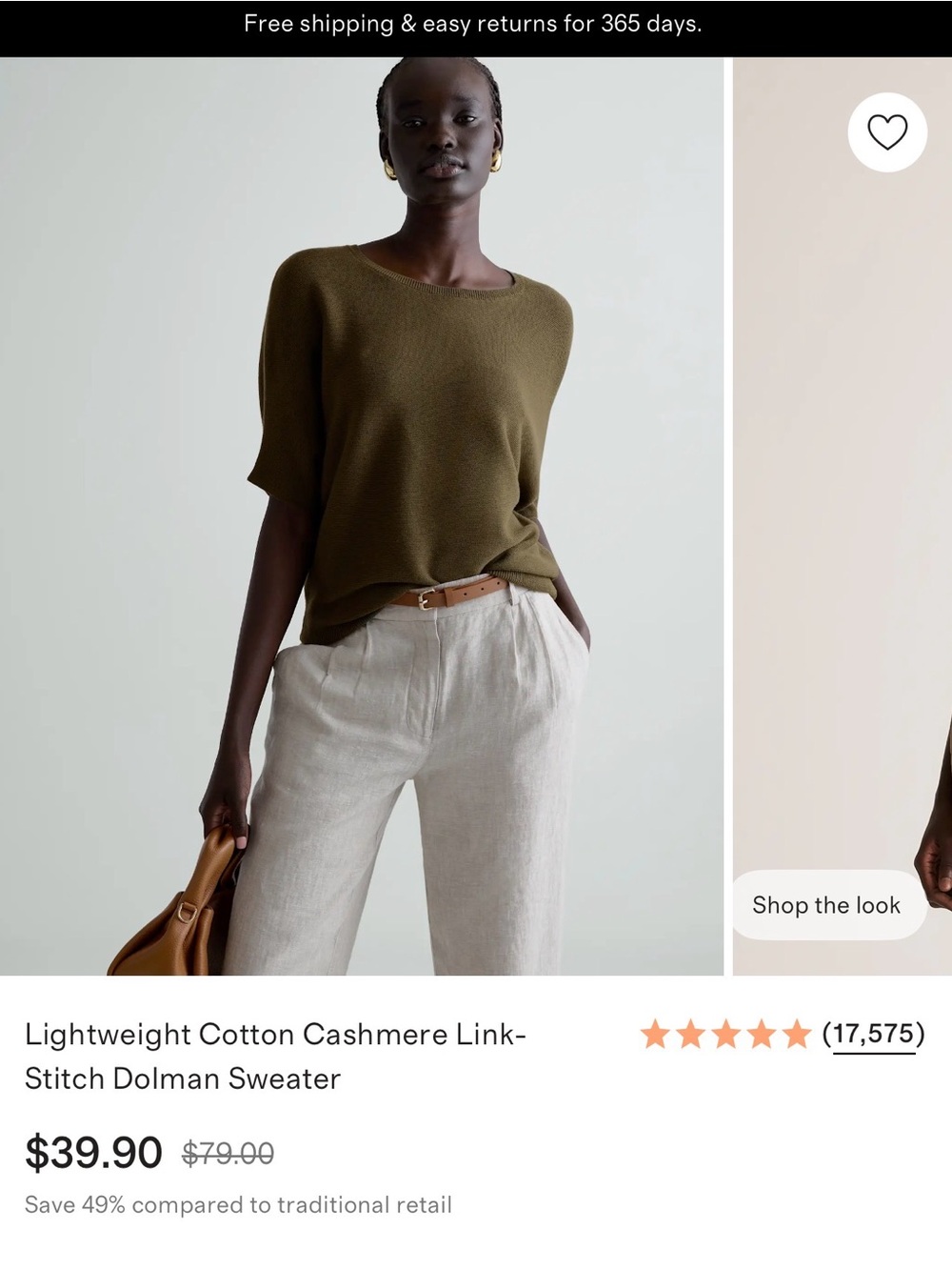 Quince Olive Green Lightweight Cotton Cashmere Dolman Sweater
